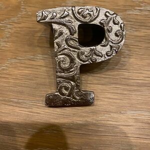 Chunky metal monogram paperweight